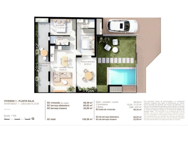 2 quarto Bungalow para venda em Lo Pagan com piscina - 324 900 € (Ref: 10090747)