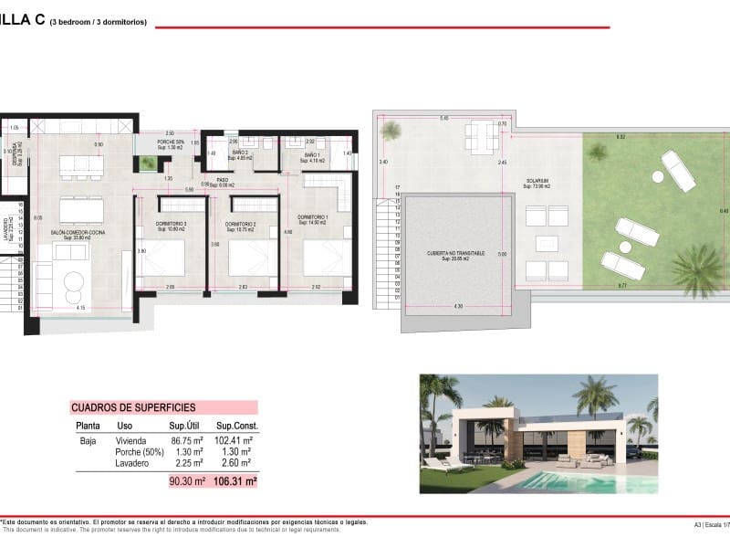 Chalet de 3 habitaciones en Alhama de Murcia en venta con piscina - 345.000 € (Ref: 9825160)