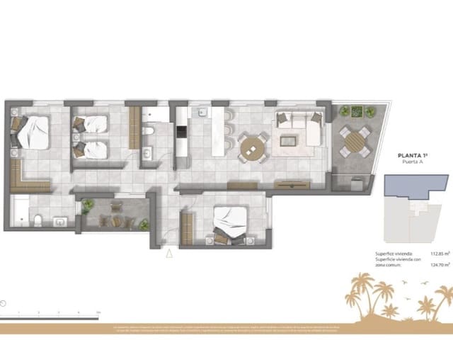 Apartamento de 2 habitaciones en Guardamar Playa, Guardamar del Segura en venta con piscina - 332.500 € (Ref: 9878736)
