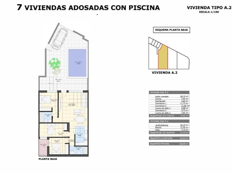 2 sovrum Bungalow till salu i Pilar de la Horadada med pool garage - 329 900 € (Ref: 9888960)
