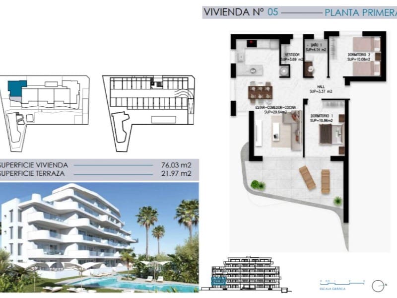 2 soverom Leilighet til salgs i Torre de la Horadada med svømmebasseng - € 365 000 (Ref: 9896822)