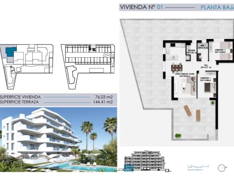 2 soverom Leilighet til salgs i Torre de la Horadada med svømmebasseng - € 365 000 (Ref: 9896822)