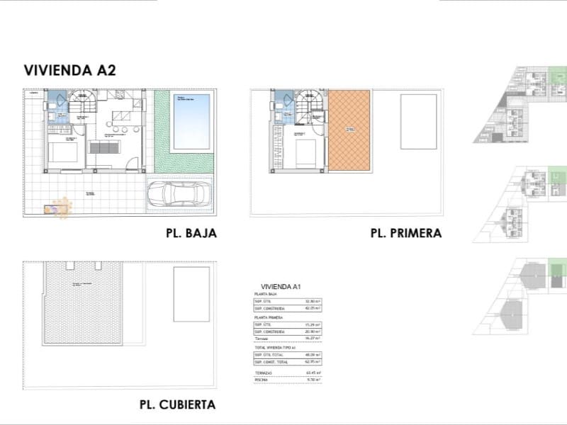 Pareado de 2 habitaciones en Puerto de Mazarron en venta con piscina - 249.900 € (Ref: 9900639)