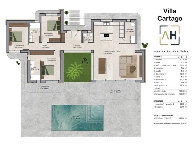 3 sovrum Villa till salu i Monforte del Cid med pool - 525 000 € (Ref: 9904607)