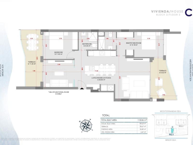 2 makuuhuone Huoneisto myytävänä paikassa La Manga del Mar Menor mukana uima-altaan - 890 000 € (Ref: 9922179)