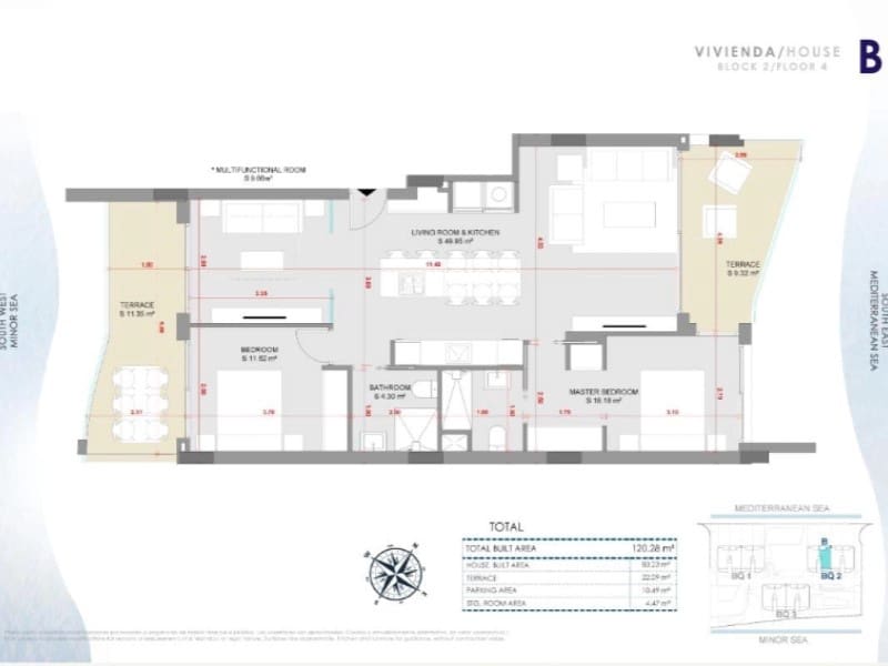 2 makuuhuone Huoneisto myytävänä paikassa La Manga del Mar Menor mukana uima-altaan - 890 000 € (Ref: 9922179)