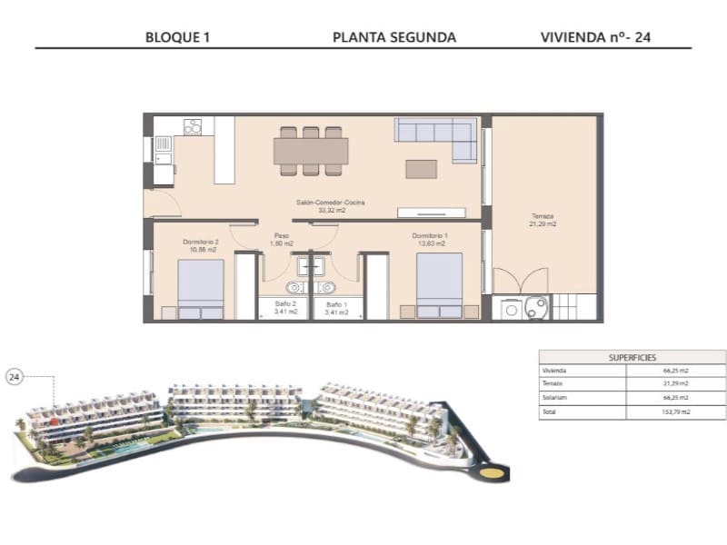 2 slaapkamer Appartement te koop in Finestrat met zwembad - € 312.900 (Ref: 9965227)