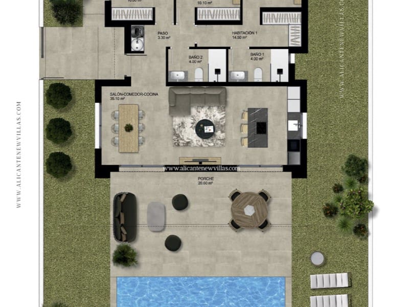 Chalet de 3 habitaciones en Hondón de las Nieves en venta con piscina - 370.900 € (Ref: 9975309)