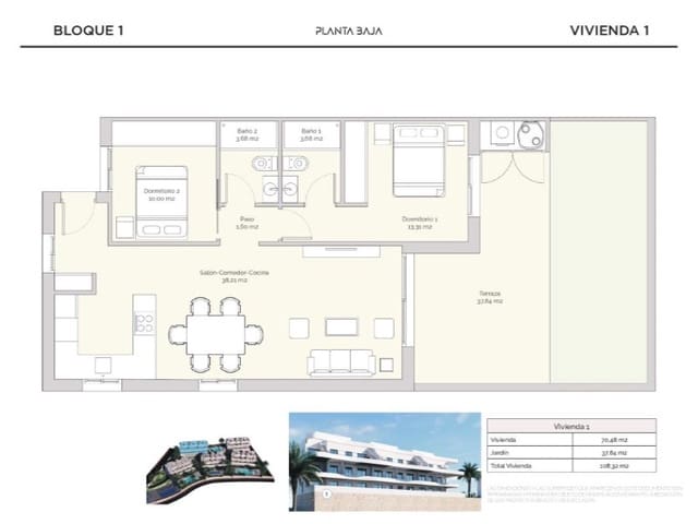 2 soverom Leilighet til salgs i Balcón de Finestrat - Terra Marina, Finestrat med svømmebasseng - € 402 900 (Ref: 9984874)