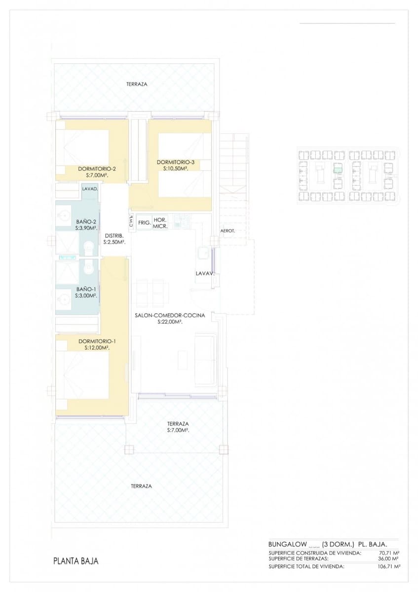 3 chambre Bungalow à vendre à Los Balcones avec piscine garage - 290 000 € (Ref: 9171646)