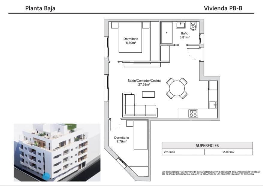 Apartamento de 2 habitaciones en Torrevieja en venta con garaje - 199.000 € (Ref: 9396198)