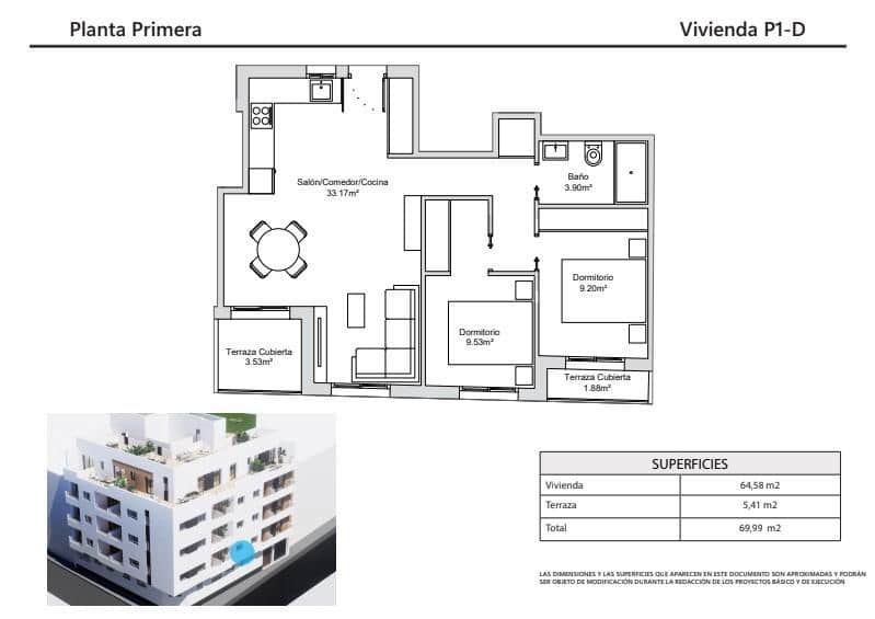 2 bedroom Apartment for sale in Torrevieja with garage - € 220,000 (Ref: 9763678)