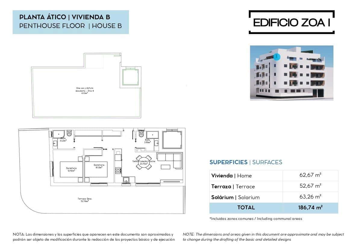 2 sypialnia Penthouse na sprzedaż w Torrevieja z basenem garażem - 320 000 € (Ref: 9954363)
