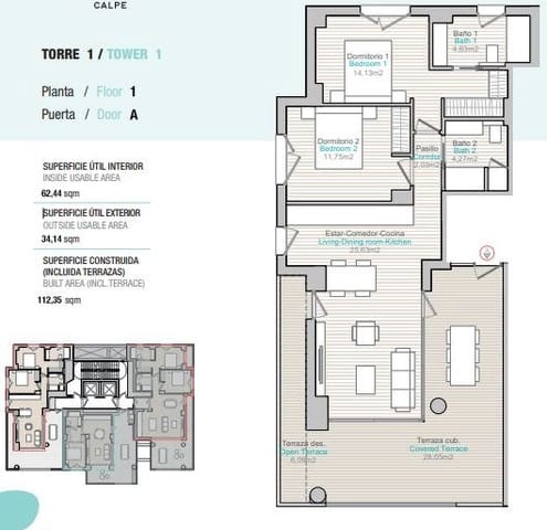 Apartamento de 1 habitación en Calpe / Calp en venta con piscina garaje - 360.000 € (Ref: 7066491)