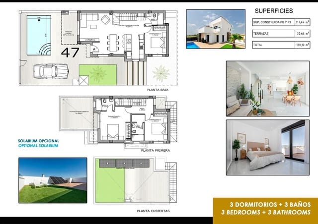 Chalet de 3 habitaciones en Vistabella, Orihuela en venta con piscina - 449.000 € (Ref: 7555369)