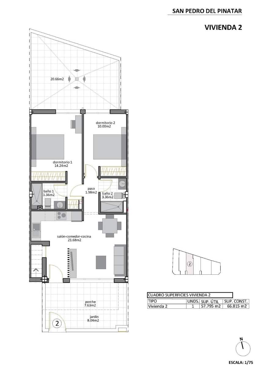 2 makuuhuone Bungalow myytävänä paikassa Los Cuarteros mukana uima-altaan - 299 950 € (Ref: 8854678)
