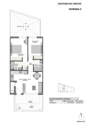 2 Zimmer Bungalow zu verkaufen in Los Cuarteros, San Pedro del Pinatar mit Pool - 299.950 € (Ref: 8854678)