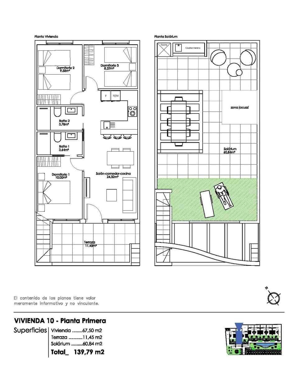 3 chambre Bungalow à vendre à Pilar de la Horadada avec piscine - 325 000 € (Ref: 8856832)