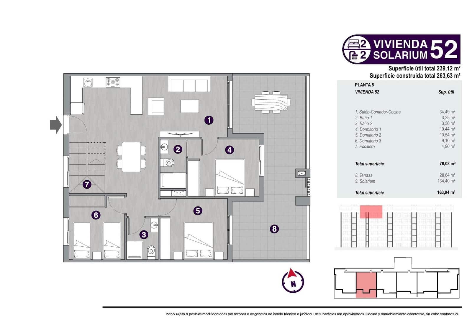 3 soverom Penthouse til salgs i Torrevieja med svømmebasseng - € 540 000 (Ref: 9108478)