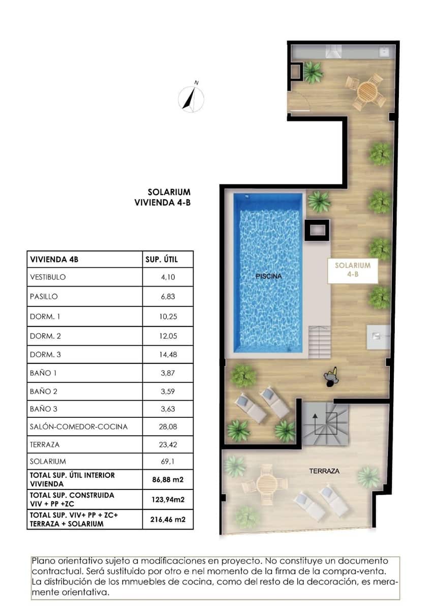 3 sovrum Takvåning till salu i Torrevieja med pool - 599 000 € (Ref: 9108495)