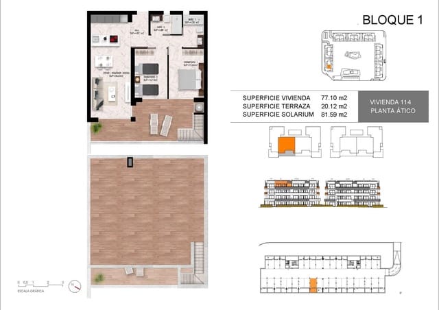 2 sypialnia Penthouse na sprzedaż w La Siesta, Torrevieja z basenem - 349 000 € (Ref: 9276152)