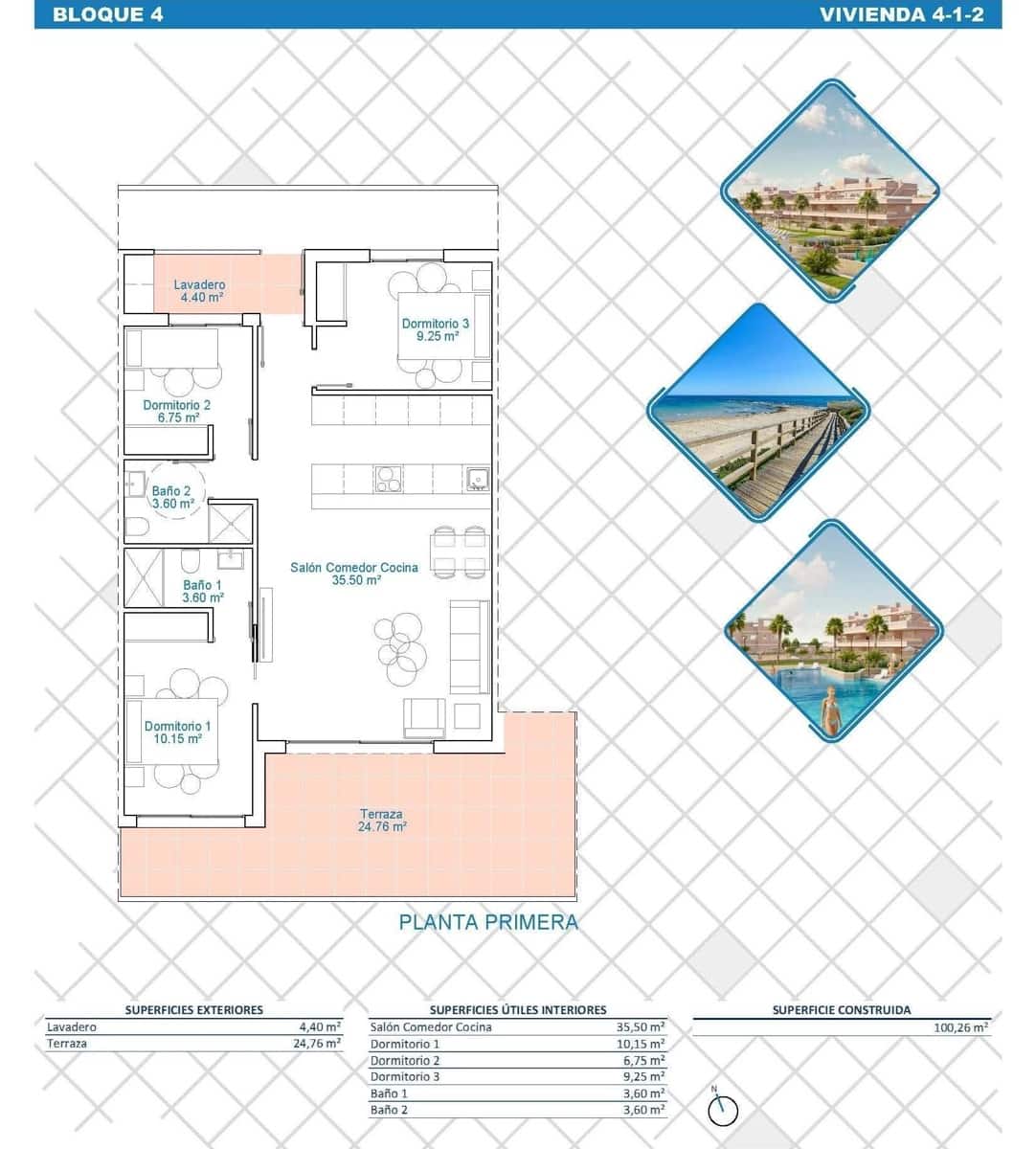 3 soverom Leilighet til salgs i Pilar de la Horadada med svømmebasseng - € 294 900 (Ref: 9410678)