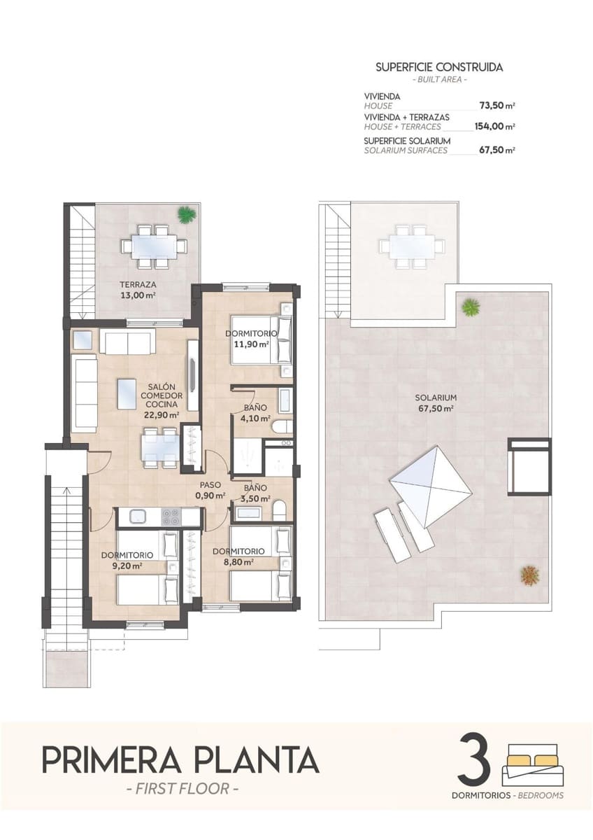 3 soveværelse Bungalow til salg i San Miguel de Salinas med swimmingpool - € 281.600 (Ref: 9410681)