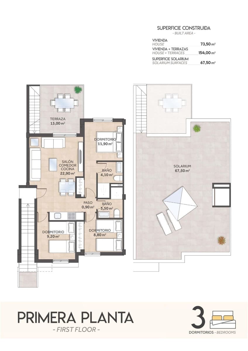3 soveværelse Bungalow til salg i San Miguel de Salinas med swimmingpool - € 282.620 (Ref: 9410681)