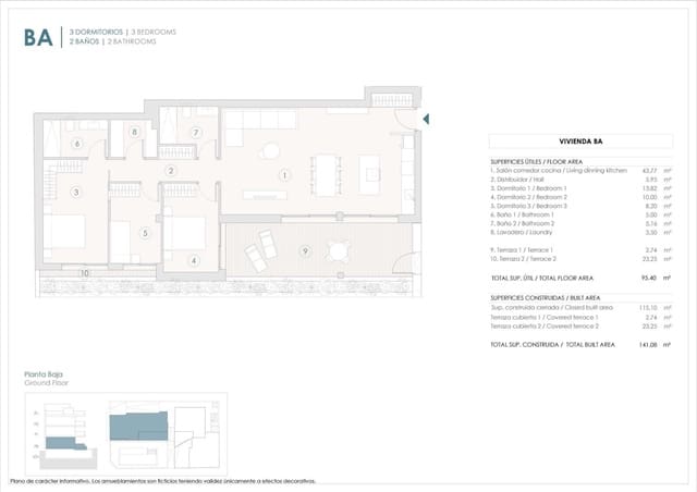 3 sypialnia Apartament na sprzedaż w Benijófar z basenem - 350 000 € (Ref: 9521267)