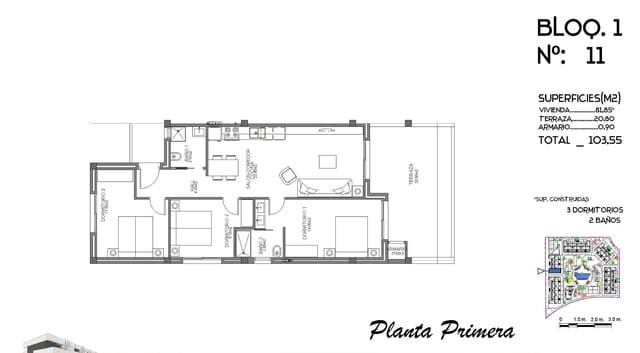 3 quarto Apartamento para venda em El Raso, Guardamar del Segura com piscina - 249 000 € (Ref: 9666114)