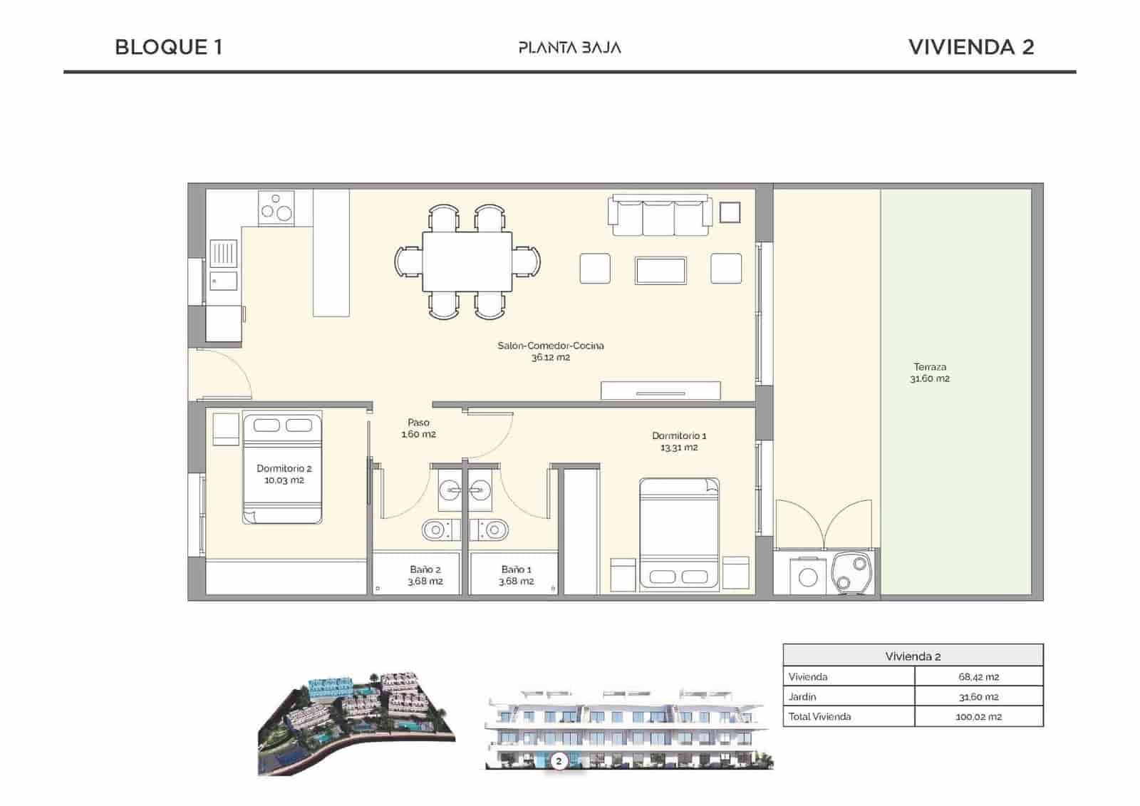 2 sovrum Lägenhet till salu i Finestrat med pool - 352 900 € (Ref: 9707469)