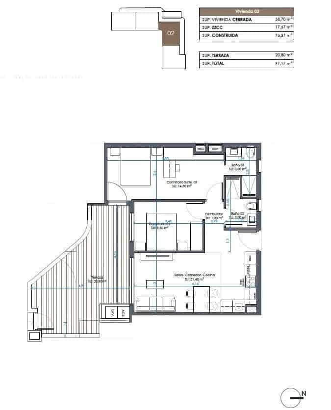 2 bedroom Apartment for sale in Guardamar del Segura with pool - € 315,000 (Ref: 9707472)