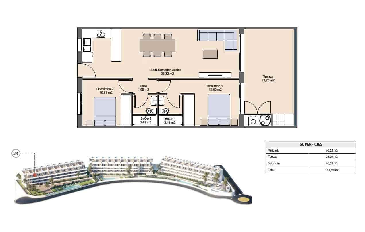 2 sypialnia Penthouse na sprzedaż w Finestrat z basenem - 349 900 € (Ref: 9830804)