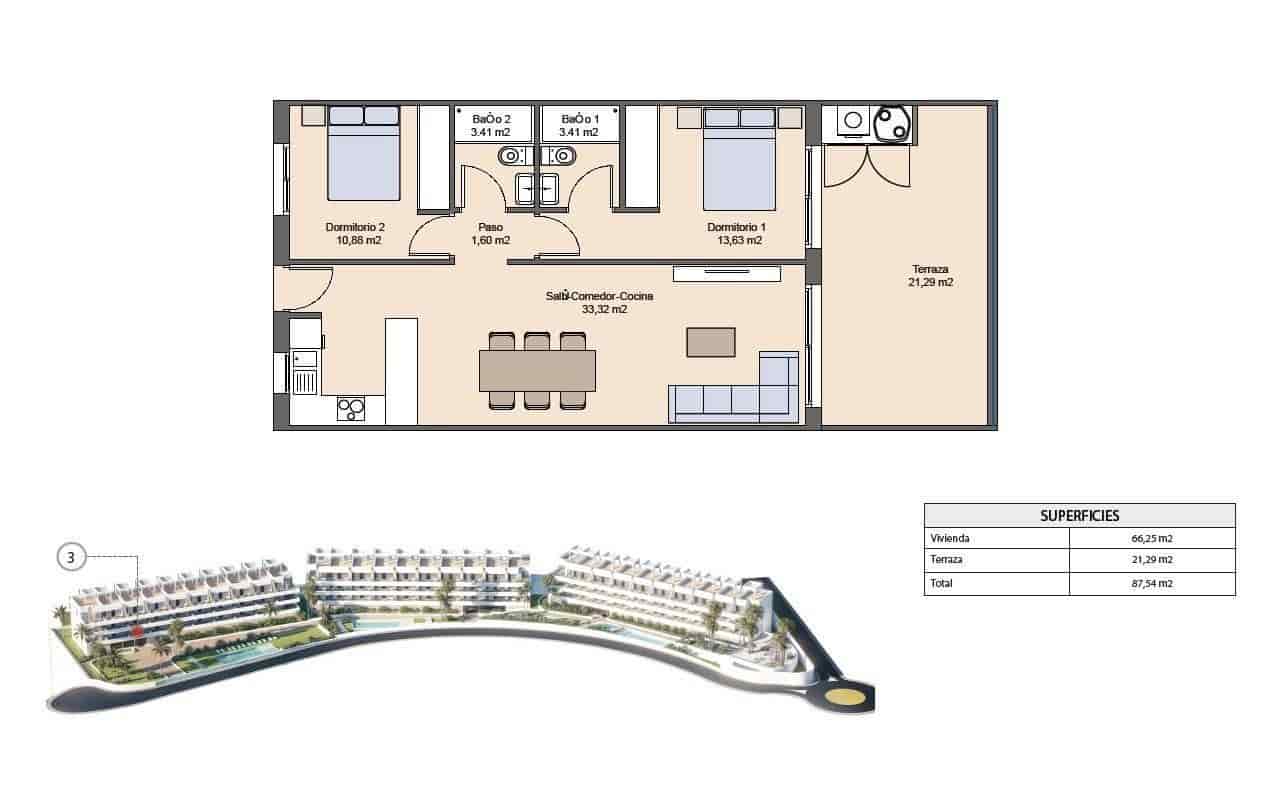 2 soverom Leilighet til salgs i Finestrat med svømmebasseng - € 332 900 (Ref: 9830806)