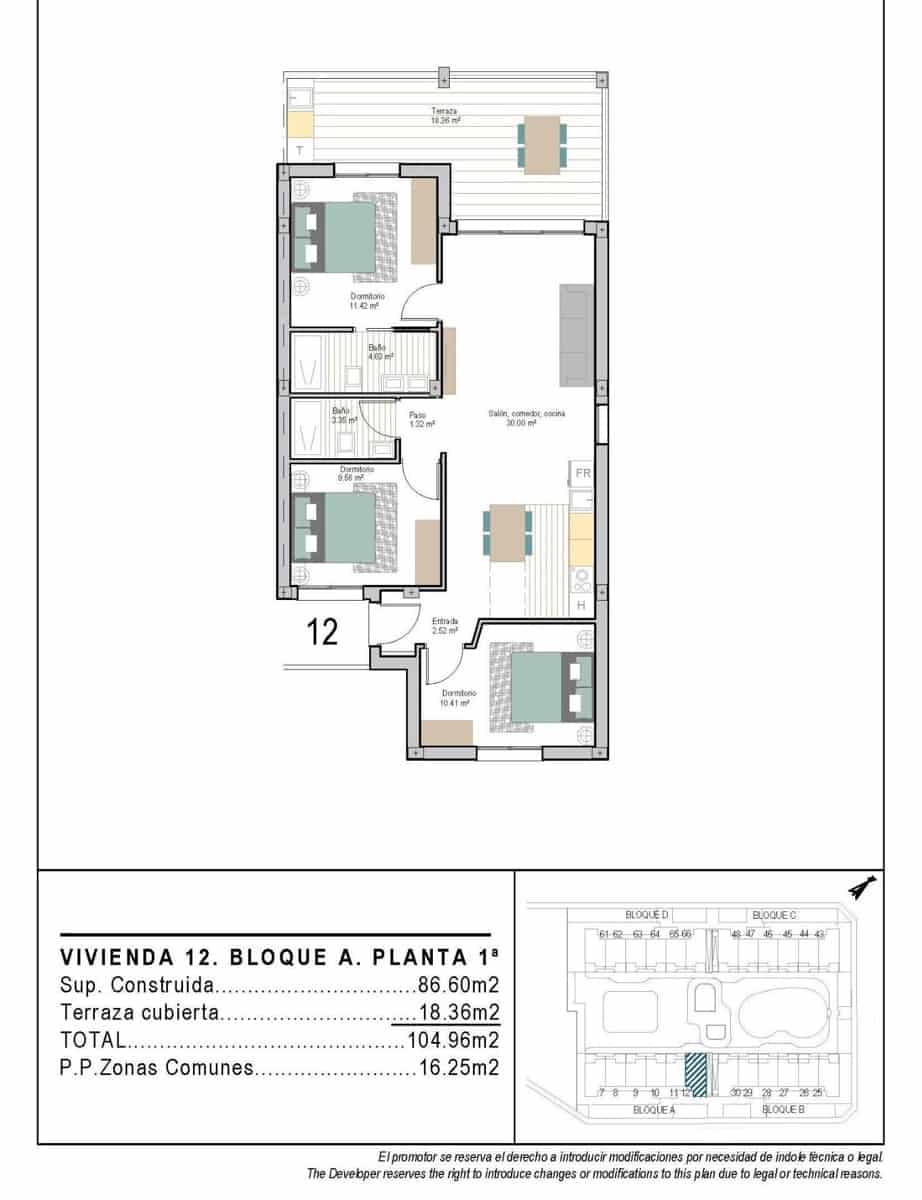 Apartamento de 3 habitaciones en San Cayetano en venta con piscina - 246.900 € (Ref: 9849096)