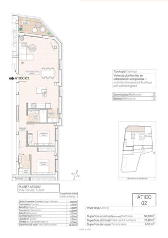 2 Zimmer Penthouse zu verkaufen in Pueblo, Calpe / Calp mit Pool - 275.000 € (Ref: 9849115)