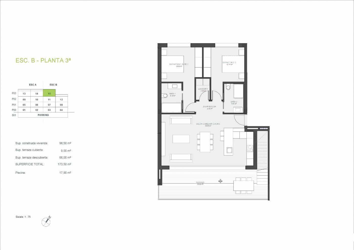 2 soveværelse Penthouse til salg i Las Colinas Golf med swimmingpool - € 875.000 (Ref: 9984445)