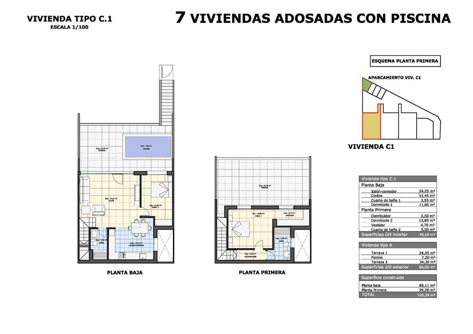 2 soveværelse Bungalow til salg i Pilar de la Horadada med swimmingpool - € 329.900 (Ref: 9984446)