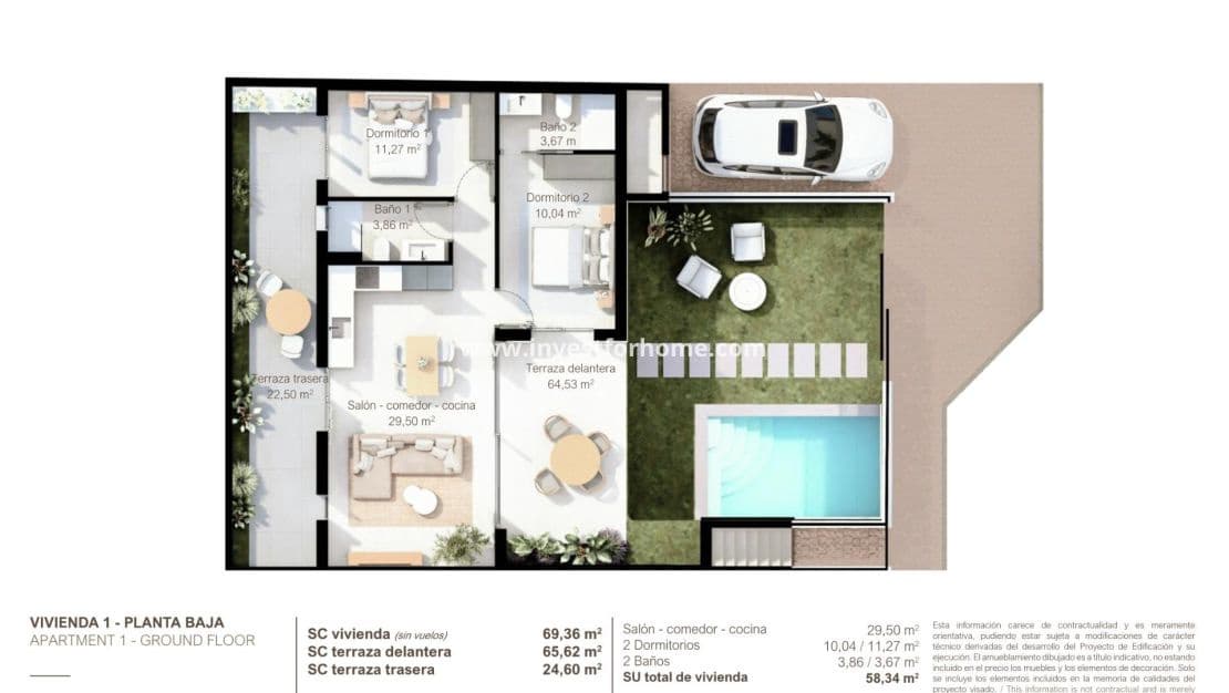 2 makuuhuone Bungalow myytävänä paikassa Lo Pagan mukana uima-altaan - 314 900 € (Ref: 9244410)