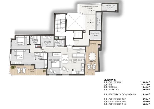 3 chambre Appartement à vendre à Norte, Santa Pola - 419 000 € (Ref: 7765348)