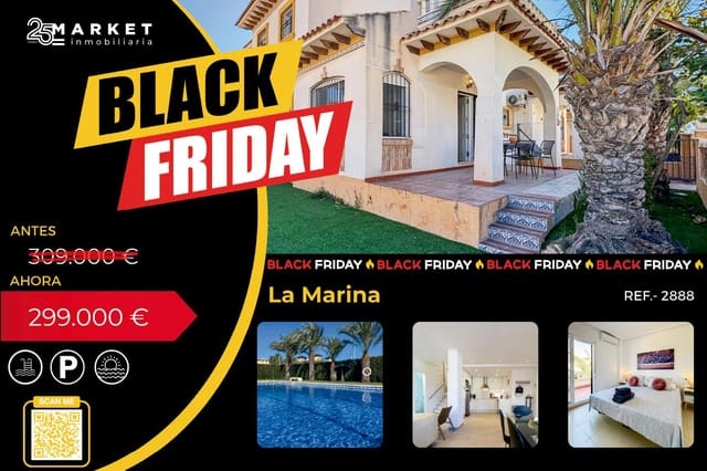 2 chambre Villa/Maison à vendre à La Marina, Elche / Elx avec piscine garage - 299 000 € (Ref: 8154009)