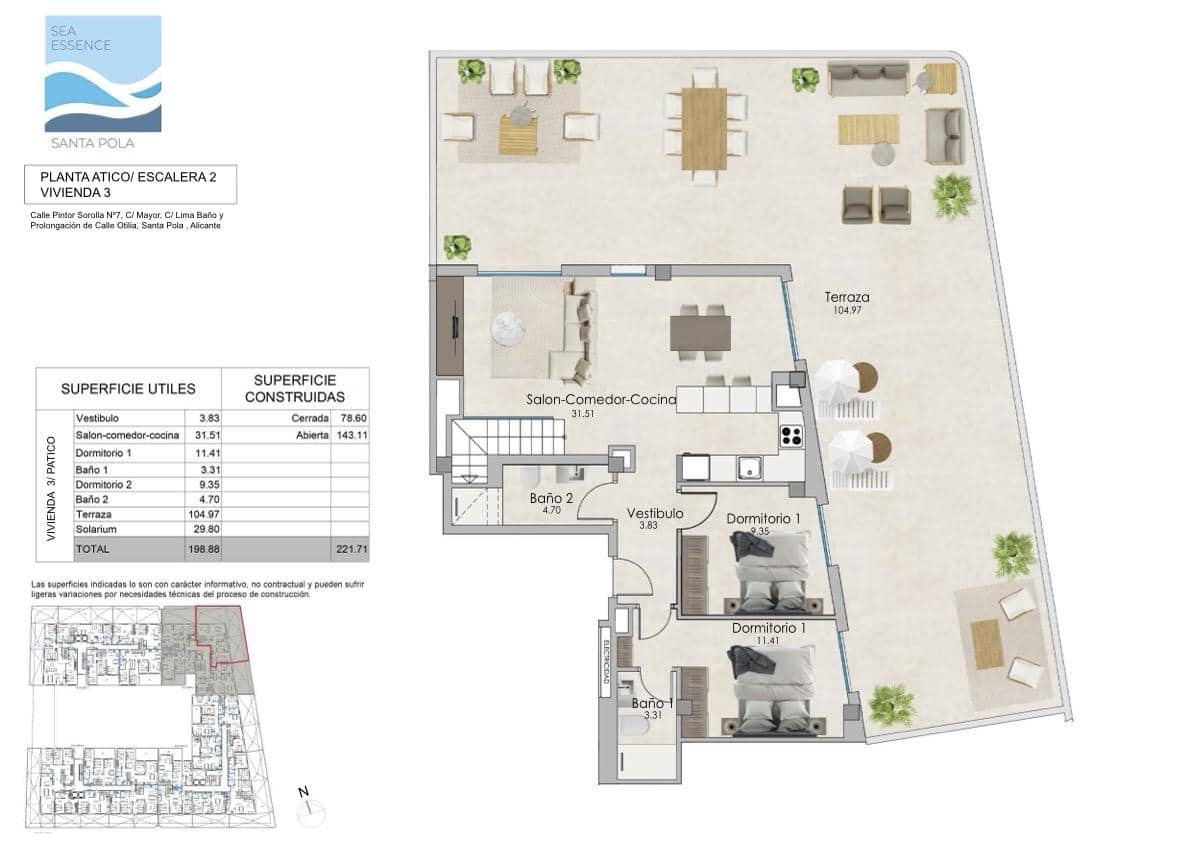 3 bedroom Flat for sale in Santa Pola with garage - € 398,000 (Ref: 8383585)