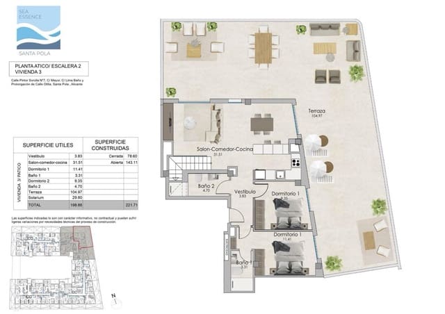 Piso de 3 habitaciones en Norte, Santa Pola en venta con garaje - 398.000 € (Ref: 8383585)