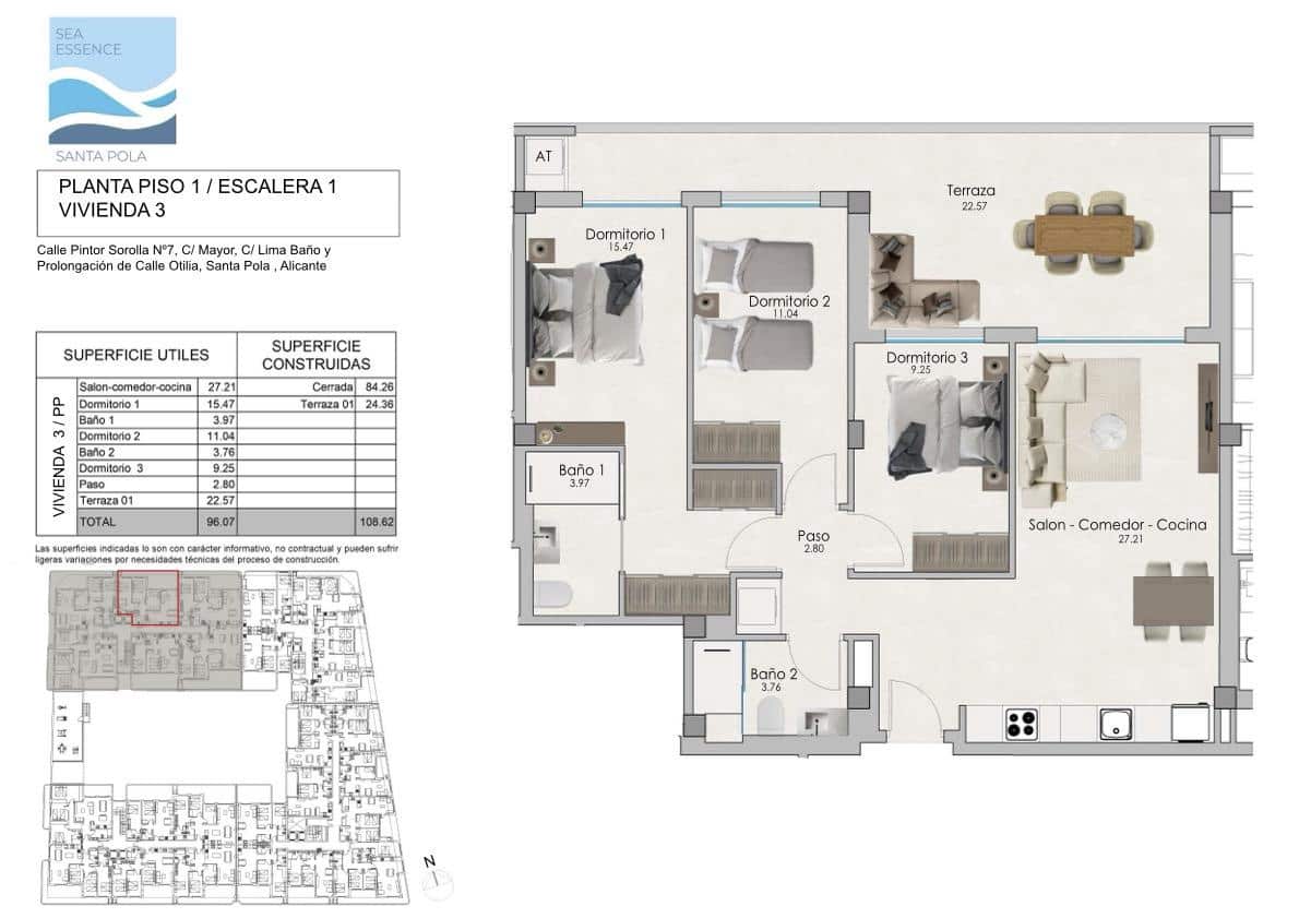 3 sovrum Lägenhet till salu i Santa Pola med pool garage - 240 000 € (Ref: 8383586)