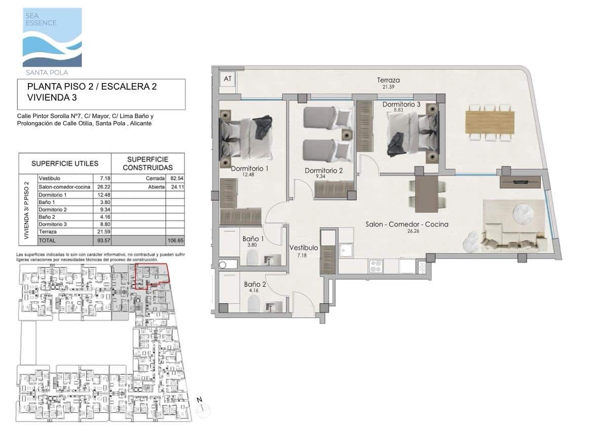 3 sovrum Lägenhet till salu i Santa Pola med pool garage - 240 000 € (Ref: 8383586)