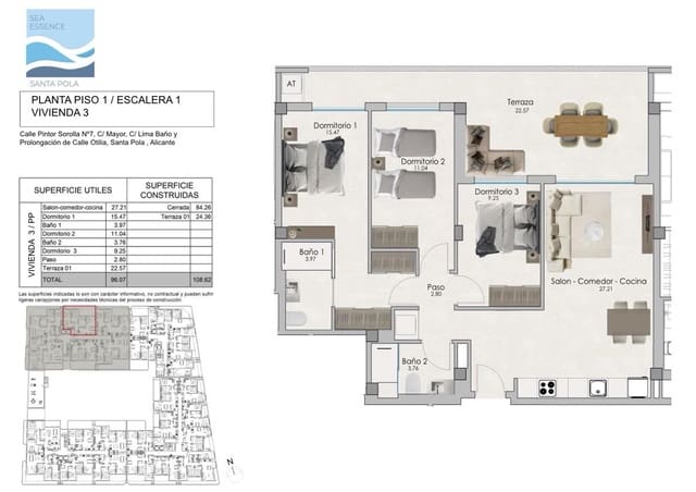 3 chambre Appartement à vendre à Norte, Santa Pola avec piscine garage - 240 000 € (Ref: 8383586)