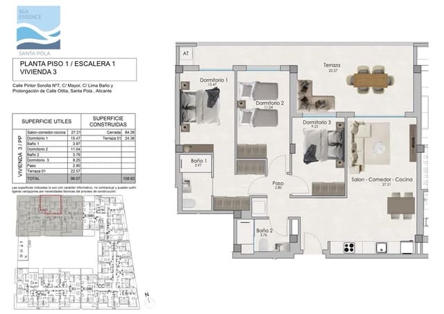 2 chambre Appartement à vendre à Norte, Santa Pola avec piscine garage - 298 000 € (Ref: 8383586)