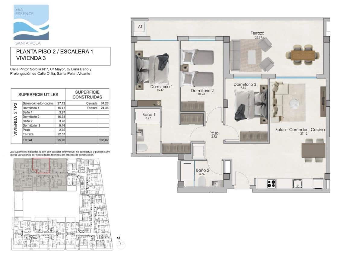 2 slaapkamer Flat te koop in Santa Pola met zwembad garage - € 298.000 (Ref: 8383586)