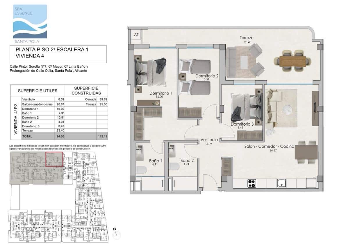2 slaapkamer Flat te koop in Santa Pola met zwembad garage - € 298.000 (Ref: 8383586)
