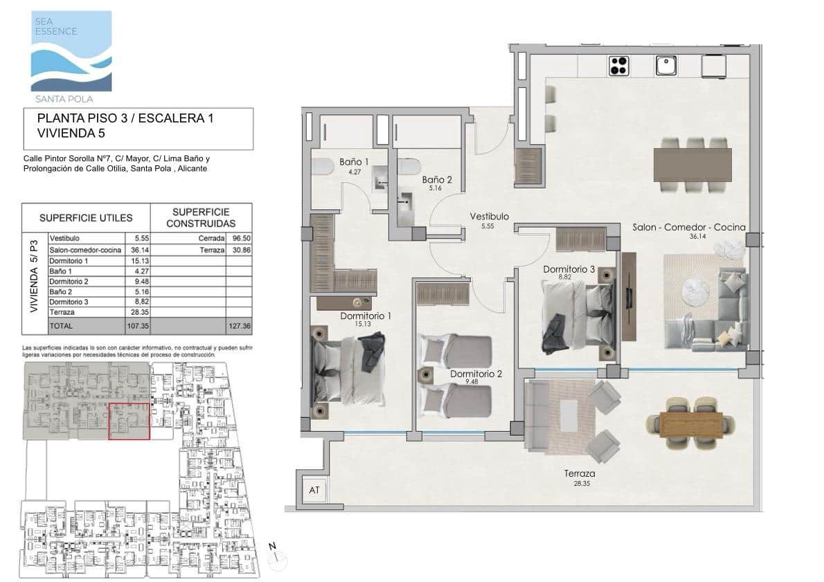 2 slaapkamer Flat te koop in Santa Pola met zwembad garage - € 298.000 (Ref: 8383586)
